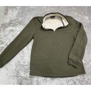 B.C. Clothing Sweater Mens Med Green Heritage Sherpa‎ Lined Waffle Knit Pullover
